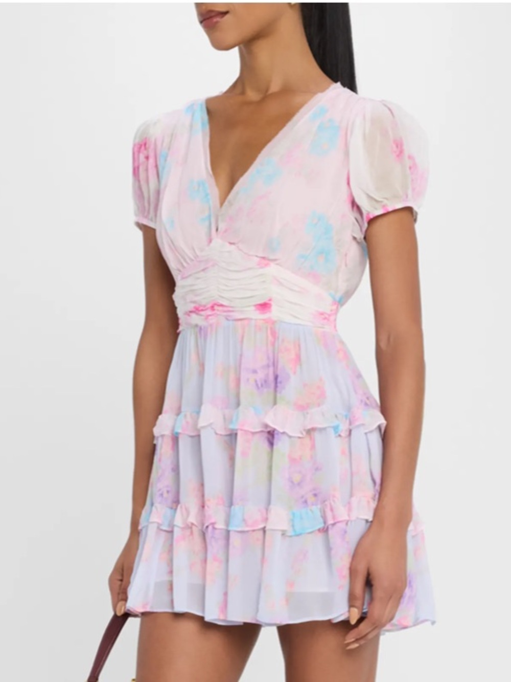 Spirea Chiffon Mini Dress in Sunset Shore